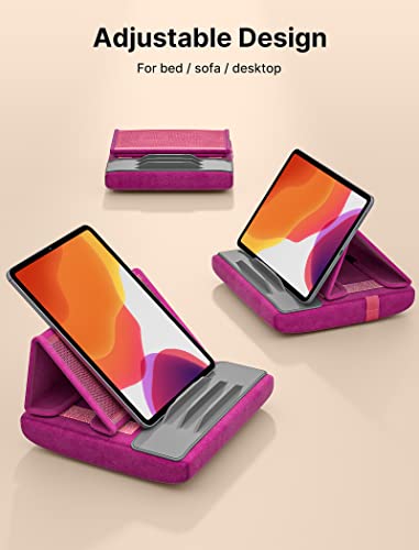 JSAUX Tablet Pillow Stand, Tablet Stand Holder Dock for Lap, Bed and Desk Compatible with iPad Pro 11 10.5 9.7 10.2 Air Mini, Kindle, Tablets, Phones, E-Reader and More 4-11'' Devices Purplish Red - color: Purplish Red