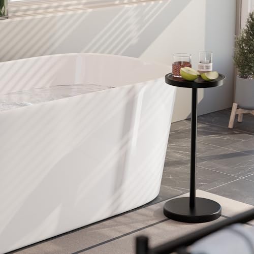 BLUEWEST Drink Table, 22" Tall Compact Side Table with Phone Slot and Weighted Base, Durable Pedestal Table Accent for Living Room, Bedroom, or Office, Cocktail and Martin (1, Black) - color: Black