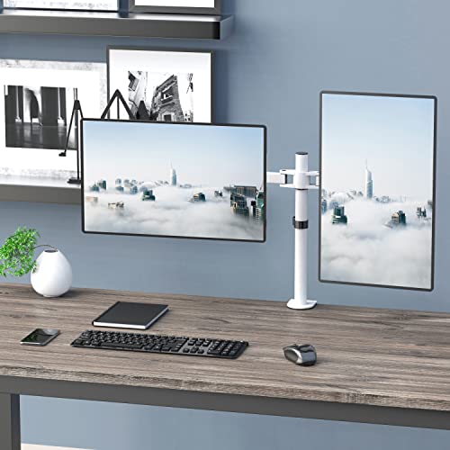 Mount Stand Fits 2 Screens up to 27 inch, 22 lbs. Weight Capacity per Arm (M002-W), White - color: White, size: Dual