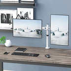 Mount Stand Fits 2 Screens up to 27 inch, 22 lbs. Weight Capacity per Arm (M002-W), White - color: White, size: Dual