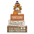 Lineshading 4 Pcs Thanksgiving Decoration for Home Wooden Turkey Decor Thanksgiving Table Centerpiece Fall Tiered Tray Decor Rustic Decorative Turkey Block Signs Gift for Home Kitchen Shelf - style: Elegant Turkey