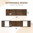Teak Bathtub Tray - Luxury Bath Tray with Expandable Handles, Wine Glass and Phone Holders, Book Stand - Perfect for Home Spa Relaxation and Reading - Natural Bath Accessories - Dark Walnut Color - color: Dark Walnut-expandable
