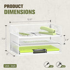DALTACK 3 Tier Paper Organizer with Handle, Mesh Metal Desk Organizer with Sliding Paper Trays for Letter/A4 Paper, Mail, Bills & Folders, White - color: White