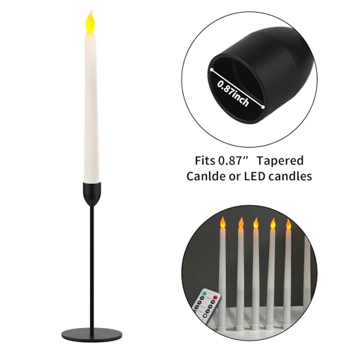 Ohtomber 3PCS Black Taper Candle Sticks Holder, Candlesticks Centerpiece Wedding Table Decor, Fit Pillar 3/4" Thick Tapered & Led Candles - color: Black