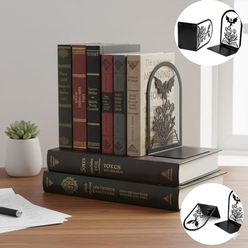 4 Pairs Book Ends, Bookends, Book Ends for Shelves, Non Skid Metal Book Divider Decorative Holder, Abstract Art Desgin Book Stopper Supports for Office, Home (4 Pairs Bookend) - color: 4 Pairs Bookend