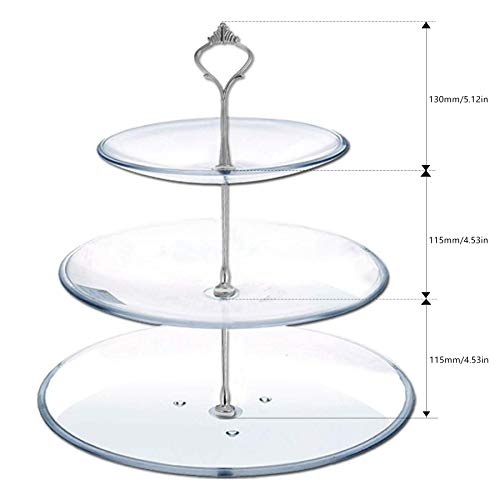 3 Tier Cake Stand Hardware Kits Heavy Duty for Tiered Fruit Cake Plate Stand Stable Handle Fitting Hardware Rod Cupcake Holder Support Silver Crown 5 Sets（Plate not Included） - color: Silver