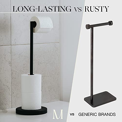 Marmolux Acc - Free Standing Toilet Paper Holder 1pc - Bathroom Storage for 4 Rolls of Tissue Modern Stainless Steel Matte Black Toilet Paper Holder. - Tp Holder Stand - color: Matte Black