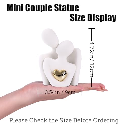 Mini Couple Statue - Ceramic Romantic Couple in Love Figurines for Decor Bedroom, TV Cabinet, Wedding Valentines Gift, Small Knick Knacks for Home Decor Shelve (4.72" White) - color: 4.72" White