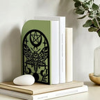 Peacoblue Metal Bookends for Shelves, Modern Decorative Heavy Duty Study Book Ends Stoppers for Office, Desk, Shelf, Room 5.3"x4.3"x7.9" Cast Iron Simple Tall Bookends 1 Pair (Death Moth) - style: Death Moth