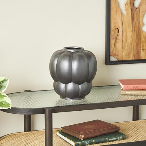 Deco 79 Ceramic Decorative Vase Wide Bubble Inspired Centerpiece Vase with Distressed Speckled Texturing, Flower Vase for Home Decoration 10" x 10" x 11", Black - size: 10" x 10" x 11"