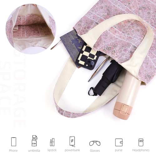 DGAZ Designer Shoulder Bags for Women, Luxury Tote Bag with Zipper, Large Shoulder Hobo Bags - color: Peach Blossoms
