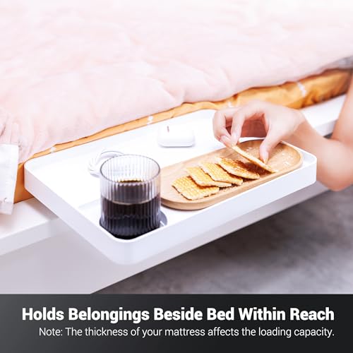 KIWIFOTOS Raised Bedside Shelf for Bed Tray Table Under Mattress for Box Spring Plate Platform Bed Nightstand Shelf Bedside Caddy College Dorm Room - color: Bedside Shelf 12.9", size: 12.91 x 9.25 x 1.18"