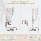 SRIWATANA Jewelry Organizer Stand, Extra Tall Jewelry Display Necklace Holder, Gift Idea (White) - color: white
