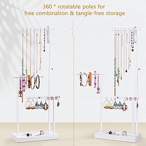 SRIWATANA Jewelry Organizer Stand, Extra Tall Jewelry Display Necklace Holder, Gift Idea (White) - color: white