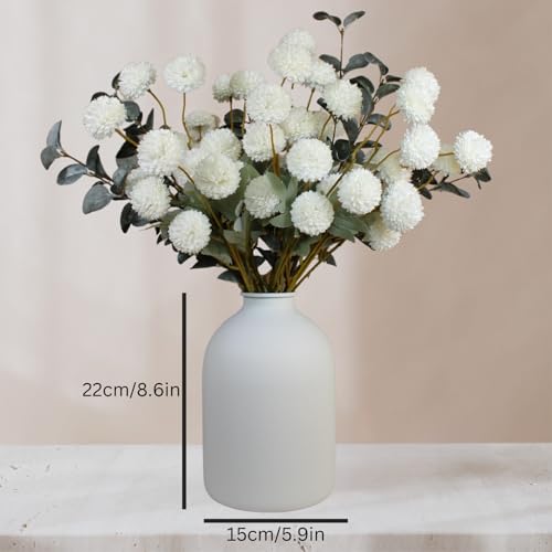 Large White Vase, Big Iron Vase for Long Stem Flowers, White Arlo Matte Finish for Modern Minimalist Table Decor, Japandi Home Decor - color: White