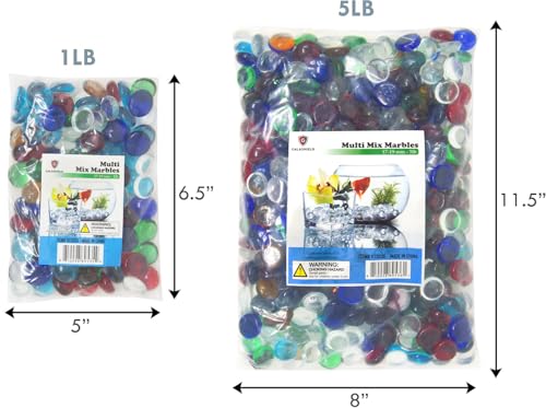 Galashield Flat Glass Marbles for Vases Multi Mix Glass Gems Beads Pebbles Vase Filler (5 LBS, Approx. 540 PCS) - color: Multi Mix, size: 5 LBS