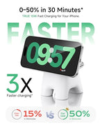 AOK-AOK Foldable Wireless Charging Station, 15W Magnetic Fast Charger Stand for iPhone 17 16 15 14 13 12 Pro Max&Apple Watch&Airpods, 2-in-1 Charger for Home/Office/Travel(30W Adapter Included) - color: White