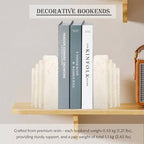 Book Ends for Shelves, Decorative Bookends Modern Resin Non-Slip Bookends Stopper Holder Stand for Office, Library, Home Decor Set of 2 (Beige)