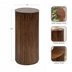 Kate and Laurel Reid Modern Wooden Ribbed Drink Table; 10 x 10 x 22; Walnut Brown; Solid Wood Mini Table for Use as Pedestal Plant Stand Indoors or Small Nightstand Option - color: Walnut Brown
