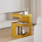 Gold Side Table,Modern end Table with Storage,Unique nightstand,Metal Small Bedside Table,3-Tier Accent Table for Bedroom,Living Room,Small Space,Couch.No Assembly Required - color: Gold