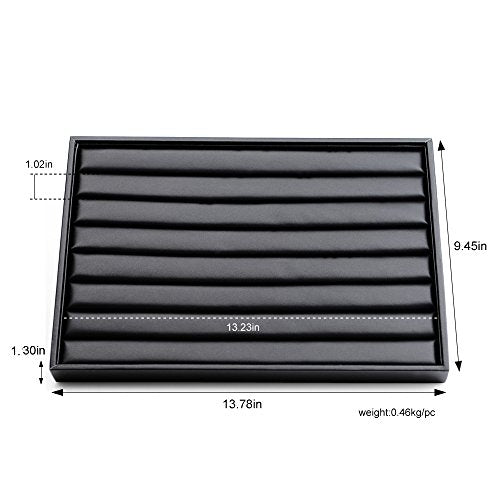 Ring Display Tray Black Jewelry Organizer Tray PU Leather Ring Earrings Display Organizer Tray - style: Ring Tray