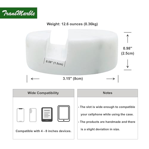 Luxury Marble Cell Phone Stand Holder for Popular Smartphones (1 Pcs) - Real Solid Marble Mobile Phone Stands as Office Desk or Kitchen Countertop Decor (Starry White)