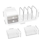 Desk Organizer with 2 Drawer, Desktop File Organizer with 4 Bookends, with Pen Holder, for Home Office School Supplies