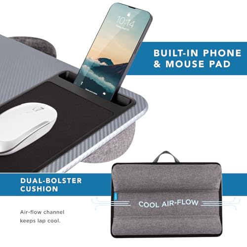 LAPGEAR Home Office Pro Lap Desk with Wrist Rest, Mouse Pad, and Phone Holder - Silver Carbon - Fits up to 15.6 Inch Laptops - Style No. 91615 - color: Silver Carbon, size: Home Office Pro W/Wrist Rest