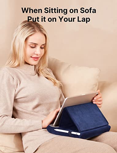 JSAUX Tablet Pillow Stand, Tablet Stand Holder Dock for Lap, Bed and Desk Compatible with iPad Pro 11 10.5 9.7 10.2 Air Mini, Kindle, Tablets, Phones, E-Reader, Books and More 4-11'' devices Navy Blue - color: Navy Blue