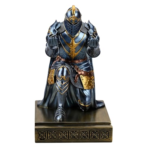 King's Guard Leader Cloak Warrior Knight Pen Holder Mobile Phone Stand, Ornament Knight Statue, Pen Stand Paperweight for Office and Home (Blue) - color: Blue