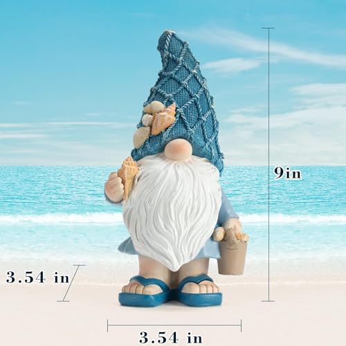 Etlemonde Beach Gnomes Statues,Ocean Gnomes,Nautical Themes Decoration,Beach, Gnome Carrying a Bucket - color: Carrying Bucket of Shells