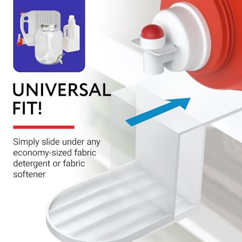 IMPRESA Laundry Detergent Cup Holder & Laundry Drip Catcher - 2-Pack, White Plastic - Slides Under Tub for Universal Detergent Drip Tray & Spill Prevention