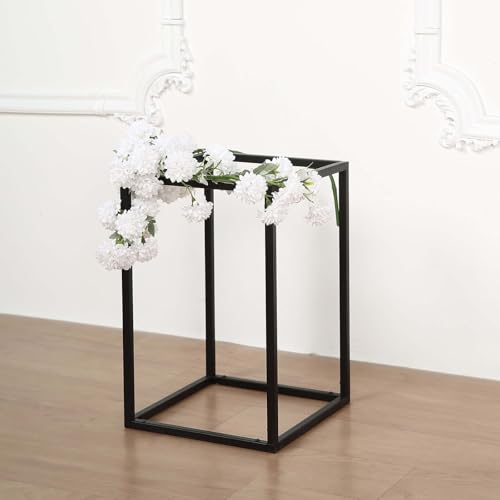 Efavormart 2 Pack Rectangular Matte Black Metal Wedding Flower Stand, Geometric Column Frame Centerpiece 12" - color: Matte Black, size: 2 Pack 12''