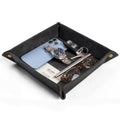 CoBak Leather Valet Tray for Men, Premium PU Leather Catch-All Tray for Entryway Table Key, Phone, Wallet, Coins & Jewelry, Bedside Nightstand Desk-top Catchall (Black) - color: Black