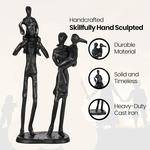 Rustic Family Figurines Family of Four Sculptures Parents and Kids Statues for Bedroom Décor Cast Iron Family Sculpture for Living Room Decor Gifts for Family Unique Art Piece Modern Home Décor - style: Family of Four Sculptures