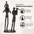 Rustic Family Figurines Family of Four Sculptures Parents and Kids Statues for Bedroom Décor Cast Iron Family Sculpture for Living Room Decor Gifts for Family Unique Art Piece Modern Home Décor - style: Family of Four Sculptures