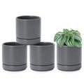 D'vine Dev Set of 4 Small Ceramic Plant Pots, 4.7 Inch Succulent Planter Pot for Plants with Drainage Hole and Saucer, Grey, 94-X-B-3 - color: Gray, size: 4.7 Inch