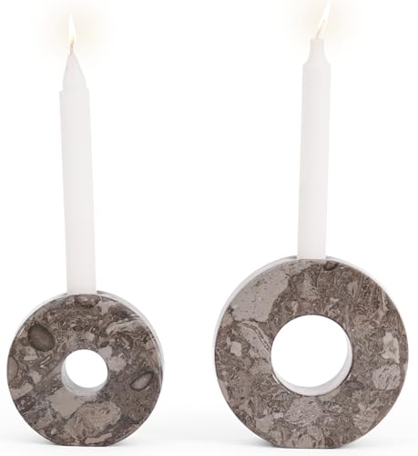 Marble Candle Holder Set of 2 Handmade Candlestick Holders for Taper Candles, Stone Candle Holders for Candlesticks, Centerpieces for Tables & Entryway Table Decor, Candle Stick Holders - color: Oceanic