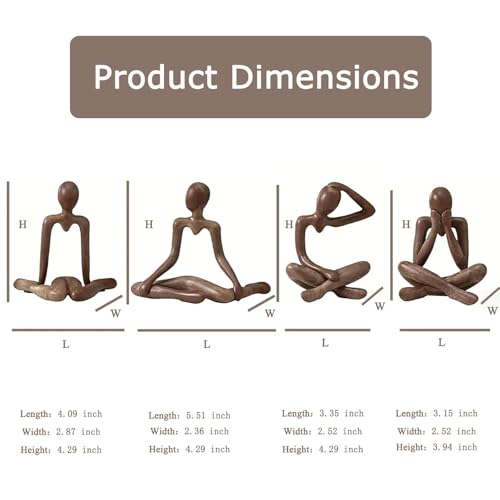 Abstract Thinker Statue Set of 4, Modern Home Decor for Shelves, Console Table & Entryway, Minimalist Neutral Aesthetic Figurines, Lightweight Safe Decor for Living Room & Office(Brown) - color: Brown