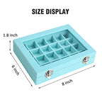 Vicoter Velvet Jewelry Box 24 Grid Jewelry Ring Display Organiser Box Tray Holder Earrings Storage Case for Girls Wife Mom Women (Light Blue) - color: Light Blue