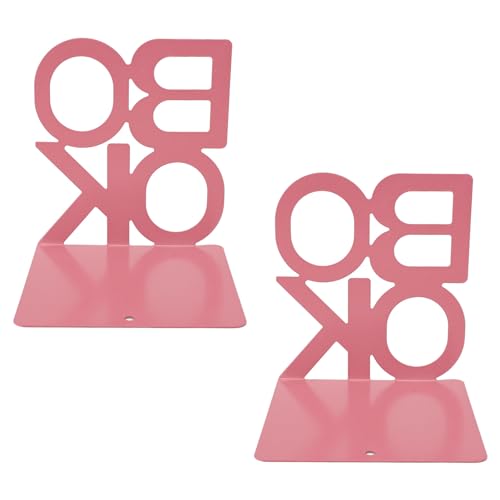 Decorative Bookends Book Ends Books DVDs CD Holder Video Game Organizer for Home Shelves Office School Study Metal Bookends Heavy Duty Non Skid Decorative (Pink) - size: Pink