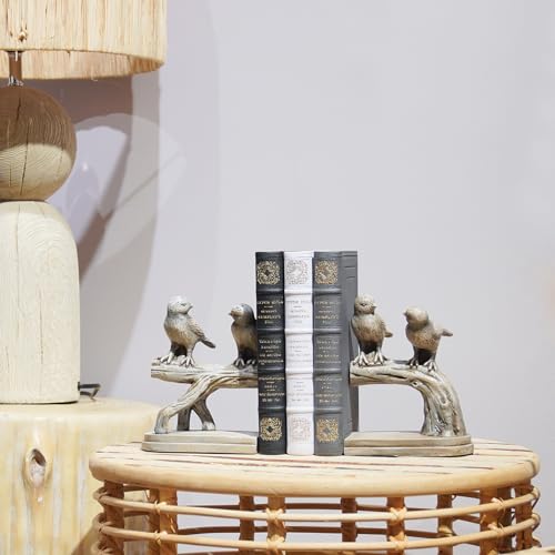 Decorative-Bookends Birds Book-Ends Heavy Duty - Unique Book Ends to Hold Books Heavy Duty Antique Book Stoppers for Shelf Office Desk Books Stand Organizer 2.3 LBS 4.75 * 4 * 6 in Newman House Studio - color: Bird
