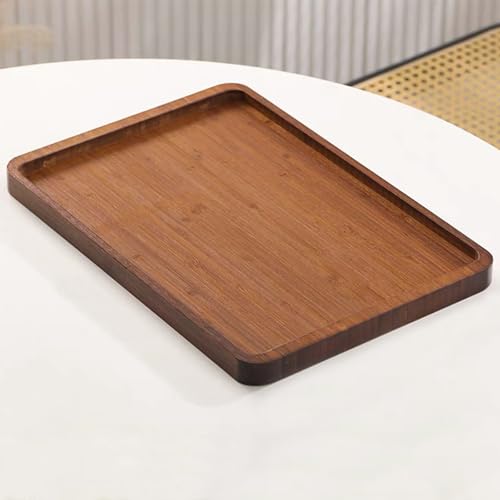 XZHXFX Bamboo Serving Tray,Food Tray for Breakfast,Coffee Table,Dinner & Bar, Decorative Tray for Kitchen, Bedroom (Large) - size: 14" x 9.5" x 0.8"