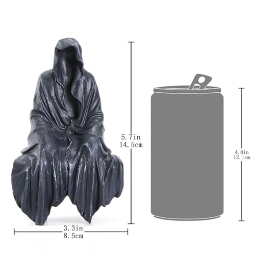 Tabletop Gothic Figurine Grim Reaper Statue - Gothic Spooky Sculpture for Garden or Bookshelf - 5.9 inch Mysterious Resin Dedor - Bookshelf Decor Fantasy.