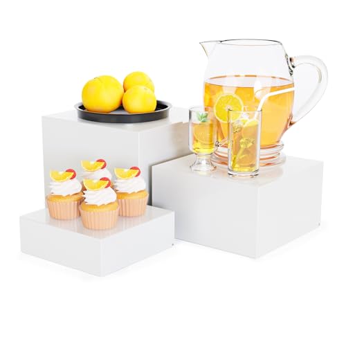 Metal Display Stands for Buffet Table - Black & White Cake Risers, Cupcake Stand for Wedding, Party, Catering Supplies, Elegant Food Risers for Display - color: White