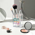 Work Hard Be Nice to People Acrylic Cosmetic Pencil Pen Holder Cup, Inspirational Quote Pen Holder Cup, Motivational Office Gifts for Women Men, Mental Health Gifts for Women Colleague Teacher - style: Work Hard