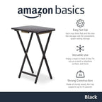 Amazon Basics Portable Foldable TV Tray Table with Storage Rack, Space-Saving Design, 15" x 19" x 26", Black, 4-Pack - color: Black