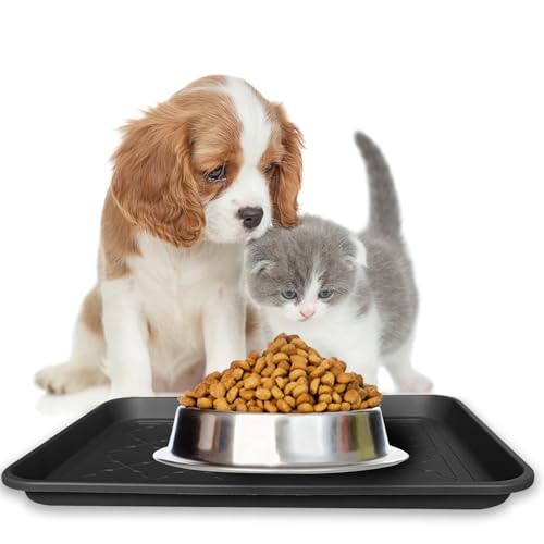 PetLike Boot Tray for Entryway Indoor/Outdoor, Hard Plastic Pet Food Mat 2pack,16.7 x 12.8 INCH Waterproof Shoe Tray, Multi-Purpose Trays for Boots, Shoes, Pets, Garden - color: Black New