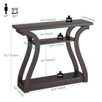 47" Wood Console Table for Entryway, Narrow Sofa Table with 3-Tier Shelves, Curved Legs Farmhouse Hallway Table, Skinny Console Table Behind Couch, Rustic Wooden Entry Table for Living Room (Brown) - color: Reddish Brown