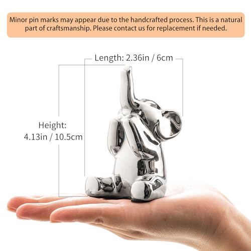 SURE YUESI Pair of Small Silver Elephant Figurines, Modern Boho Decorative Statues, Lucky Elephant Home Decor for Living Room, Bedroom, Office Desk & Shelf - color: 2/S Silvery Elephant